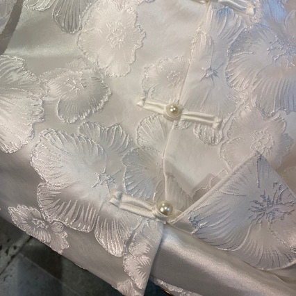 Λευκό ελαφρύ σακάκι jacquard, κινεζικού στυλ, άνοιξη και φθινόπωρο