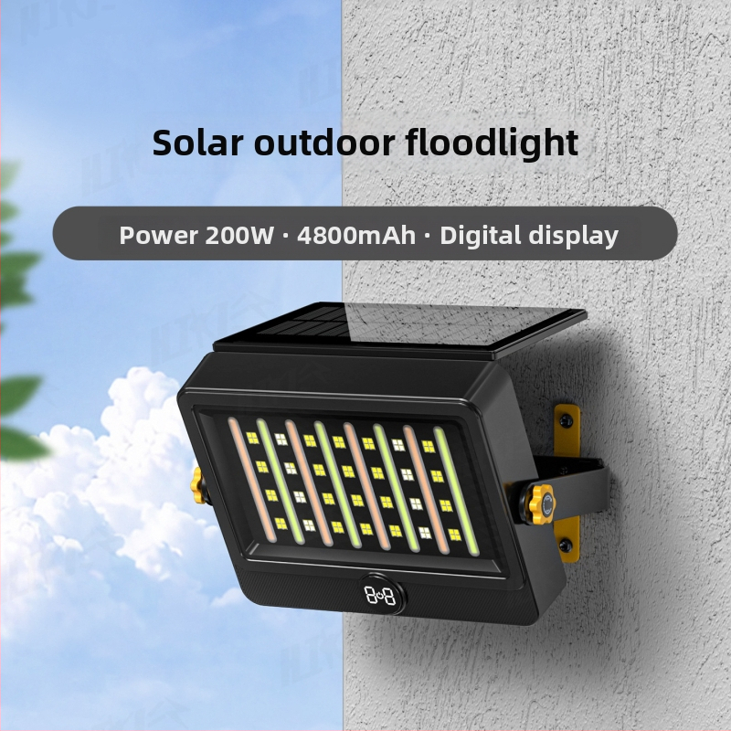 Solárny vonkajší záhradný floodlight s pohybovým senzorom, IP65, 20W, viacfunkčné osvetlenie.