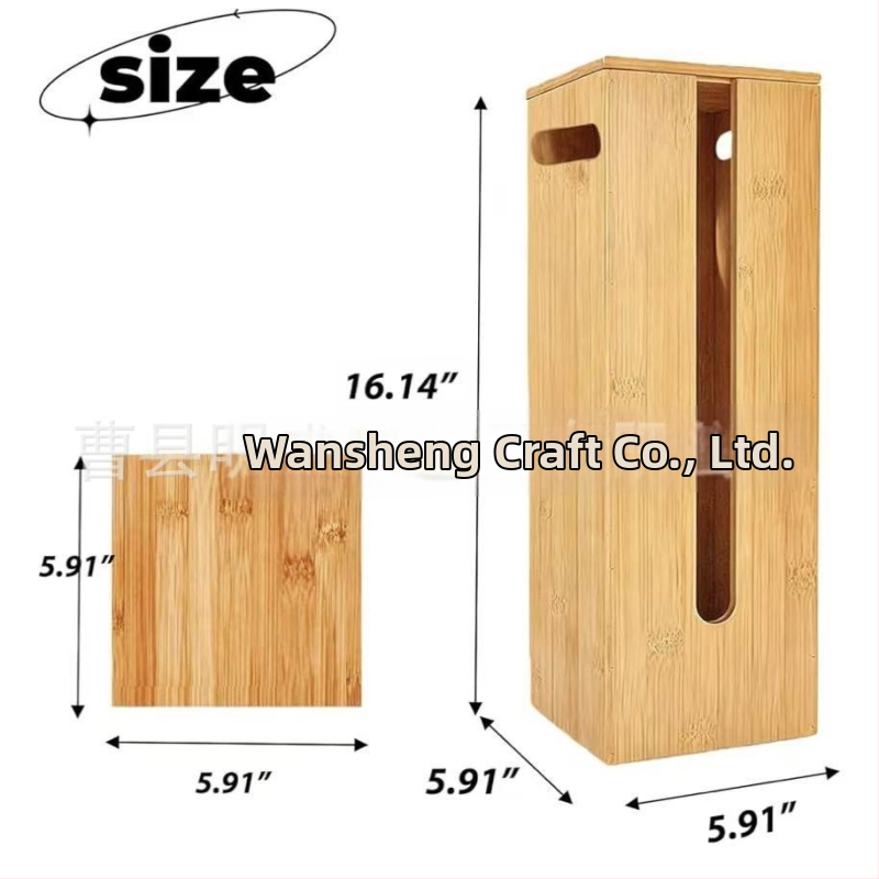 Moderný minimalistický drevený box na papierové utierky do kúpeľne, štvorcový bambusový organizér