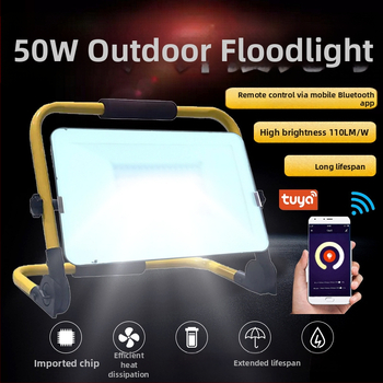 Bluetooth vonkajší vysokovýkonný floodlight 50W, prenosný IP65 vodotesný kempingový svetlo s dlhou výdržou batérie