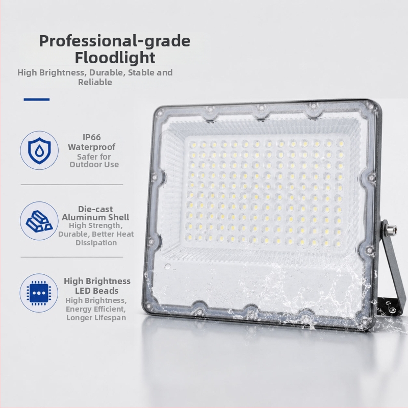 Vonkajší LED reflektor s šošovkou, 300W, IP65, uhol lúčov 120°, čierna