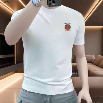 Ανδρικό κοντομάνικο T‑shirt με στρογγυλό λαιμό, αμερικανικό ρετρό εκτύπωση, δροσερό και στυλάτο, από βαμβάκι