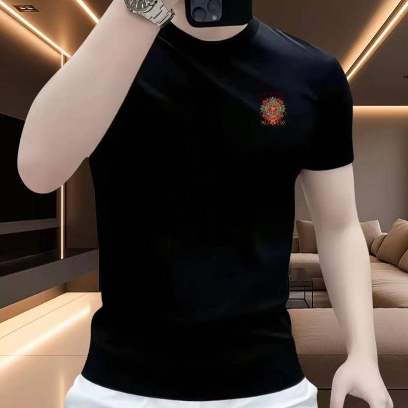 Ανδρικό κοντομάνικο T‑shirt με στρογγυλό λαιμό, αμερικανικό ρετρό εκτύπωση, δροσερό και στυλάτο, από βαμβάκι