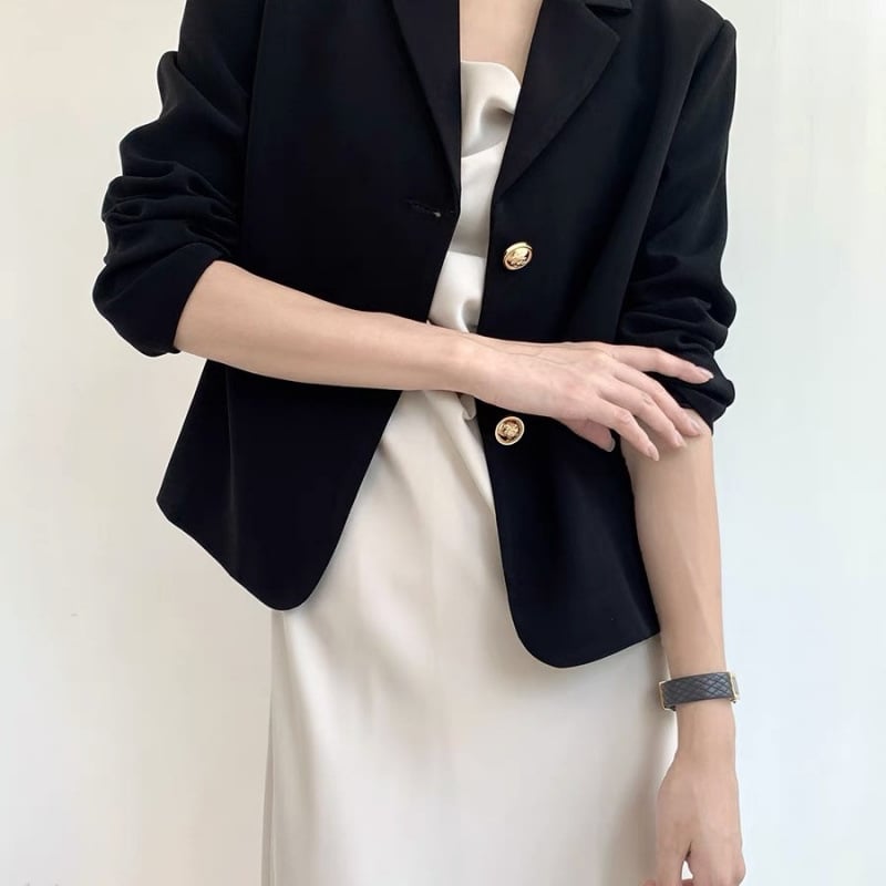 Dámske čierne krátke sako do kostýmu, minimalistický štýl, Chanel inšpirovaný, 2022 nový model