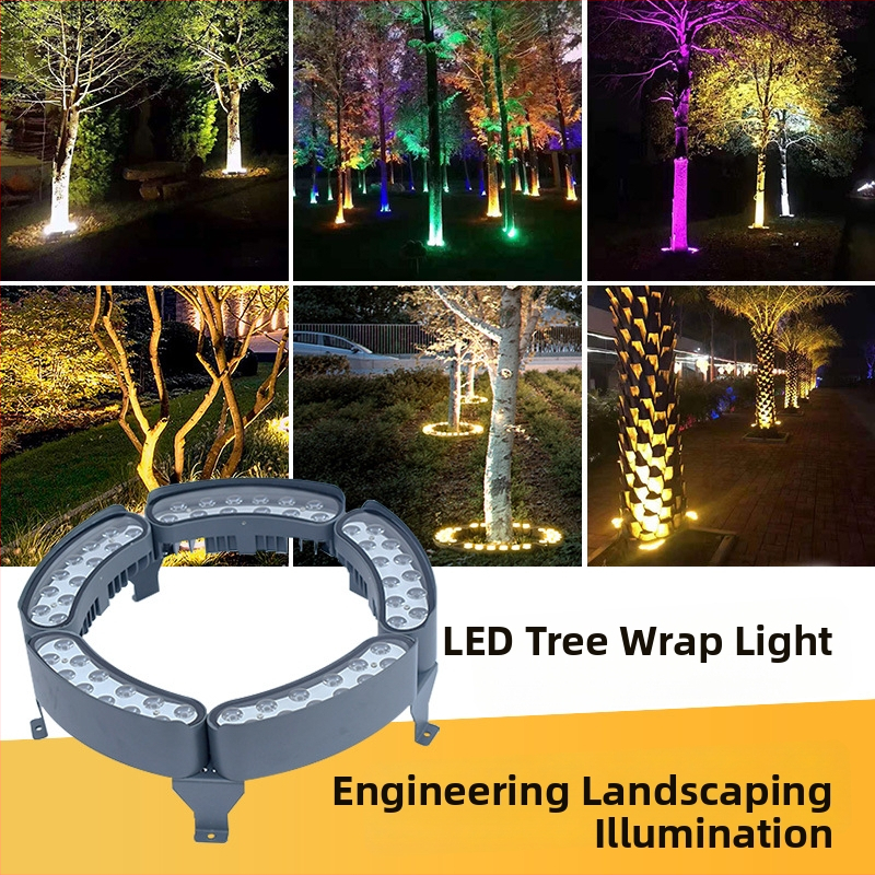 LED prstencová lampa na strom, vonkajšia vodotesná lampa na strom s RGB zmenou farieb pre záhradné osvetlenie