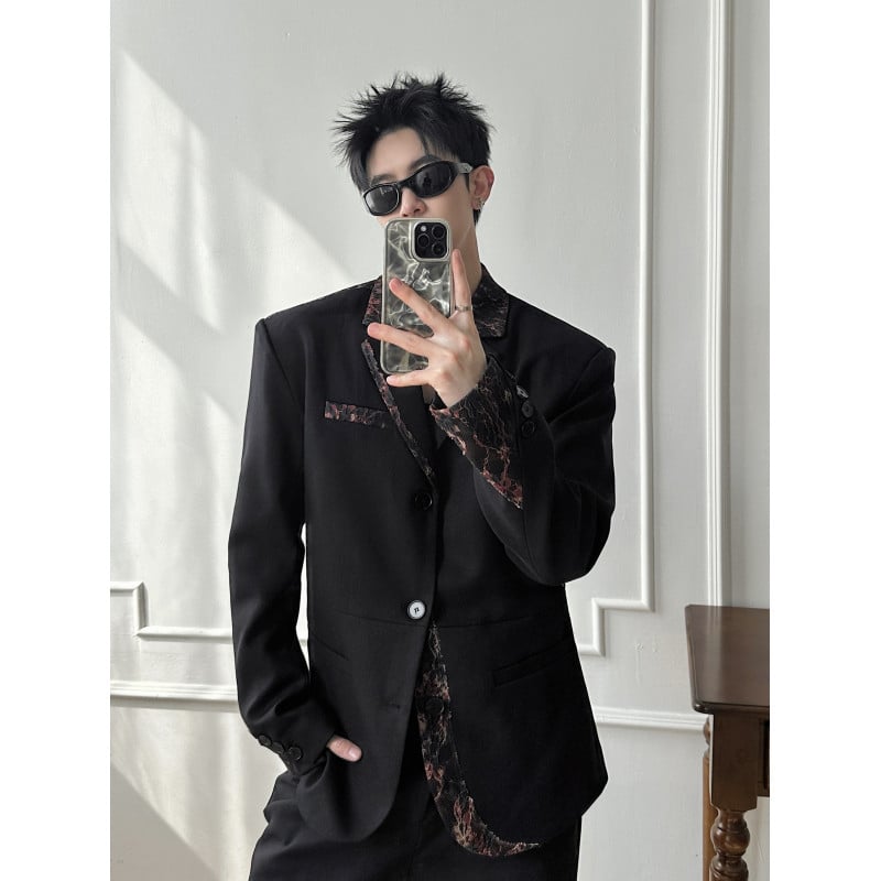 Férfi tavasz–ősz casual zakó, laza szabás, Harajuku ihletésű, koreai stílusú retro öltöny prémium érzéssel