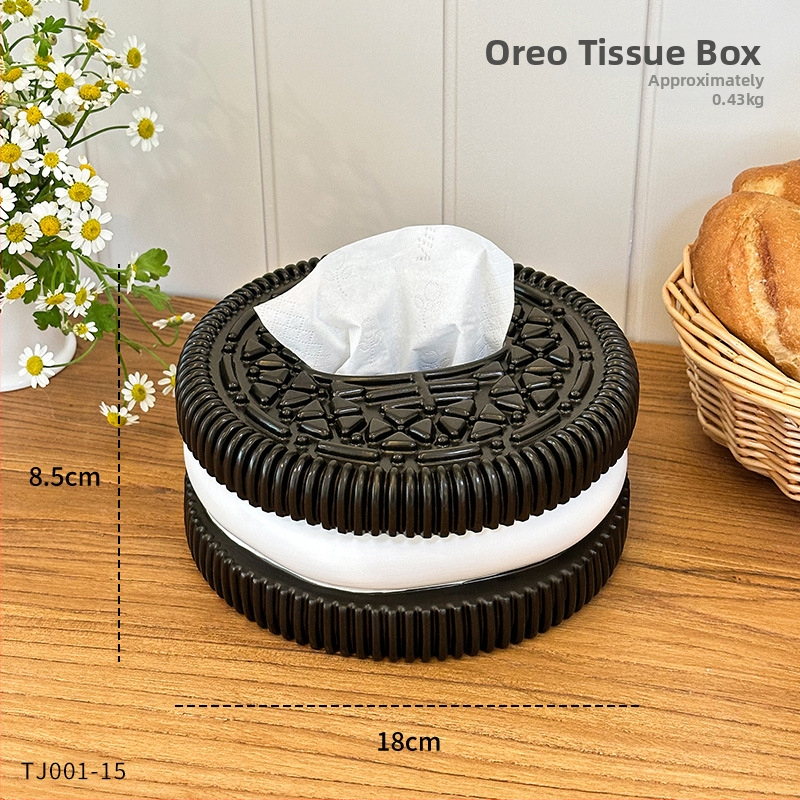 Kreatívna minimalistická Oreo krabička na vreckovky pre domov — stolný dekor do obývačky a spálne