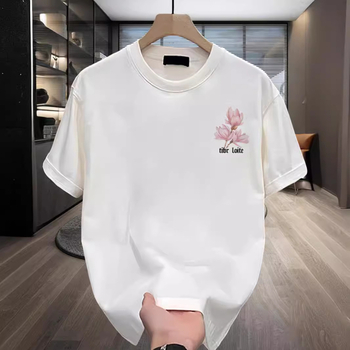 Ανδρικό καλοκαιρινό βαμβακερό T‑shirt με εκτύπωση σε αμερικανικό στυλ, στρογγυλός λαιμός, κοντά μανίκια, χαλαρή καθημερινή γραμμή