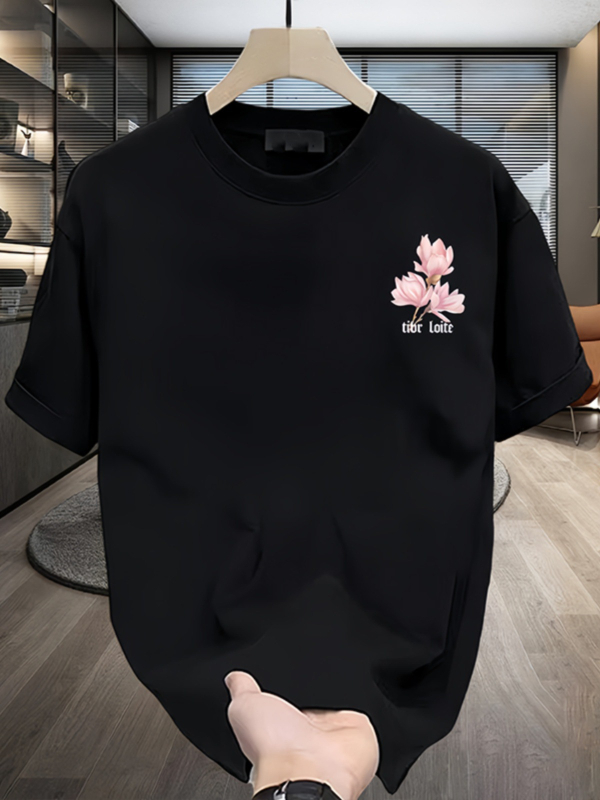 Ανδρικό καλοκαιρινό βαμβακερό T‑shirt με εκτύπωση σε αμερικανικό στυλ, στρογγυλός λαιμός, κοντά μανίκια, χαλαρή καθημερινή γραμμή