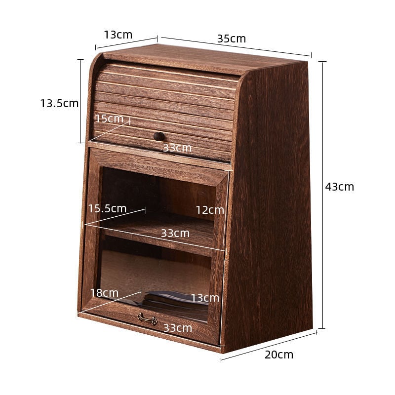 Tömörfa kínai stílusú teáskészlet Pu'er teásdobozzal, teáscsésze tartóval és porvédő tolóajtós szekrénnyel.