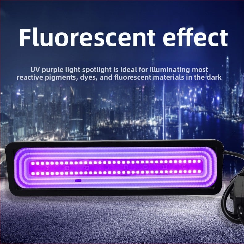 LED reflektor pre vnútorné aj vonkajšie použitie s IR diaľkovým ovládaním, UV svetlo, RGB fialová, IP65, 30W
