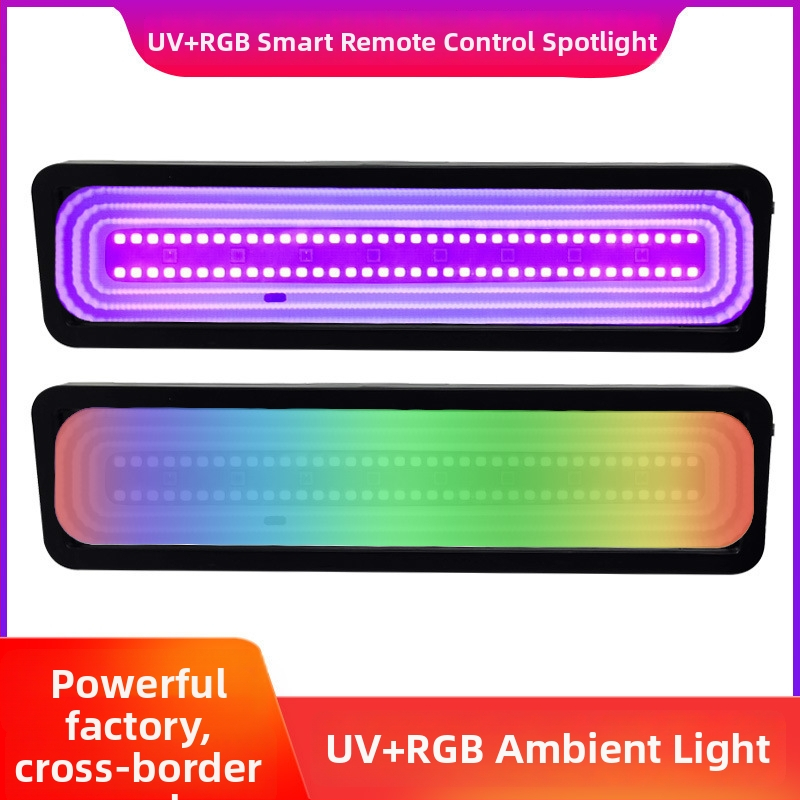 LED reflektor pre vnútorné aj vonkajšie použitie s IR diaľkovým ovládaním, UV svetlo, RGB fialová, IP65, 30W