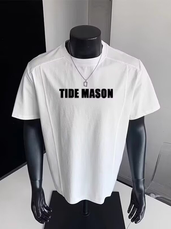 Αντρικό T-shirt με patchwork κοντό μανίκι, καλοκαίρι 2026, χαλαρή γραμμή, στρογγυλή λαιμόκοψη, casual