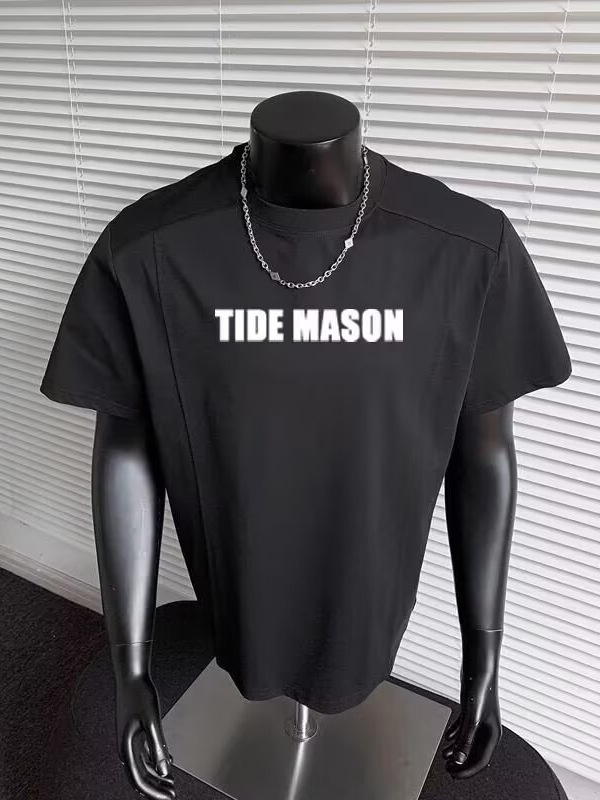 Αντρικό T-shirt με patchwork κοντό μανίκι, καλοκαίρι 2026, χαλαρή γραμμή, στρογγυλή λαιμόκοψη, casual