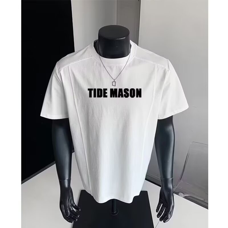 Αντρικό T-shirt με patchwork κοντό μανίκι, καλοκαίρι 2026, χαλαρή γραμμή, στρογγυλή λαιμόκοψη, casual