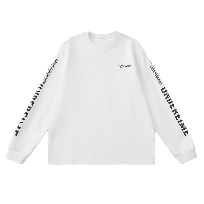 Ανδρικό μακρυμάνικο T‑shirt με εκτύπωση, χαλαρή εφαρμογή, στρογγυλός λαιμός, φθινοπωρινό 2024, 100% βαμβάκι