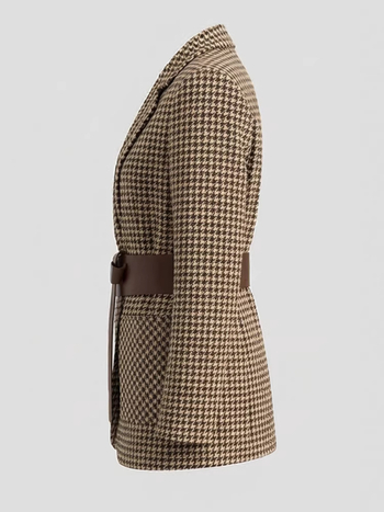 Γυναικείο σακάκι σε μοτίβο Houndstooth, κοντό μήκος, 2021 φθινοπωρινό–χειμερινό νέο μοντέλο, κομψό και ευέλικτο