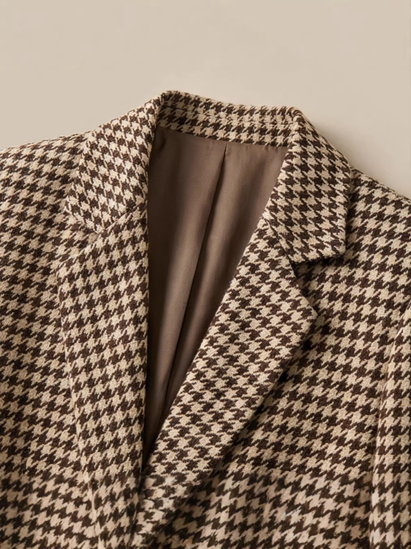 Γυναικείο σακάκι σε μοτίβο Houndstooth, κοντό μήκος, 2021 φθινοπωρινό–χειμερινό νέο μοντέλο, κομψό και ευέλικτο
