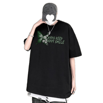 Ανδρική T-shirt από 100% βαμβάκι, Harajuku στυλ, κοντό μανίκι, χαλαρή εφαρμογή, στρογγυλός λαιμός, δροσερή καλοκαιρινή μπλούζα με εκτύπωση χαρακτήρων