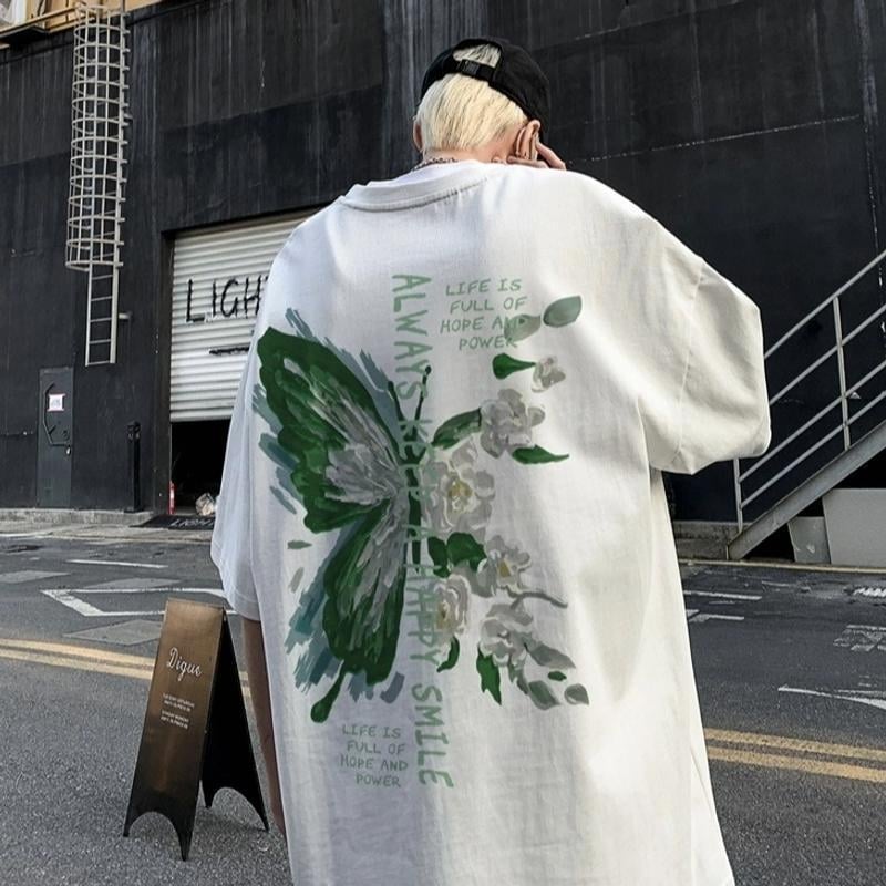 Ανδρική T-shirt από 100% βαμβάκι, Harajuku στυλ, κοντό μανίκι, χαλαρή εφαρμογή, στρογγυλός λαιμός, δροσερή καλοκαιρινή μπλούζα με εκτύπωση χαρακτήρων