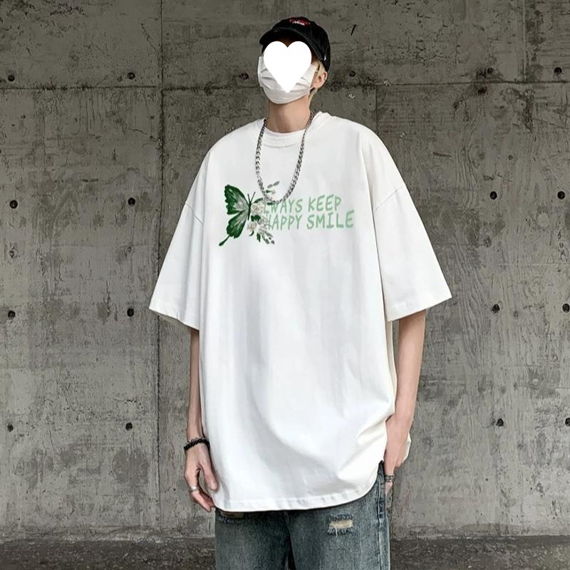 Ανδρική T-shirt από 100% βαμβάκι, Harajuku στυλ, κοντό μανίκι, χαλαρή εφαρμογή, στρογγυλός λαιμός, δροσερή καλοκαιρινή μπλούζα με εκτύπωση χαρακτήρων