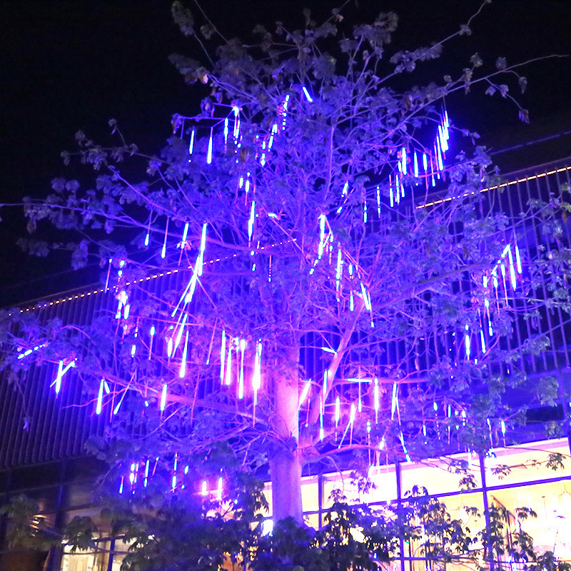 LED βροχή μετεωριών εξωτερικής χρήσης, αδιάβροχη διακοσμητική γιρλάντα φωτισμού για δέντρα με πολύχρωμα αστέρια που αναβοσβήνουν