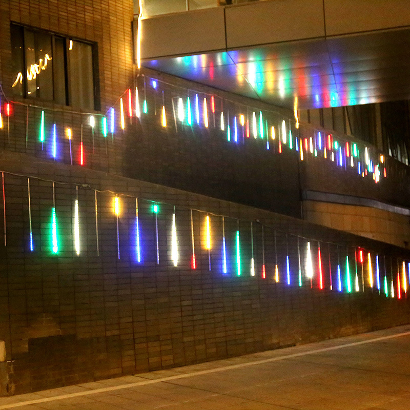 LED βροχή μετεωριών εξωτερικής χρήσης, αδιάβροχη διακοσμητική γιρλάντα φωτισμού για δέντρα με πολύχρωμα αστέρια που αναβοσβήνουν
