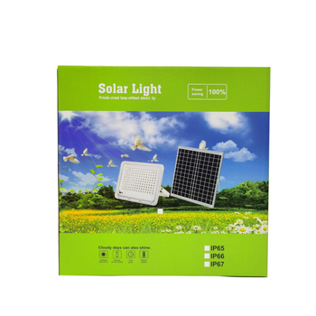 Solárny LED reflektor s integrovaným panelom vo farebnom balení, viac rozmerov, skladacia kartónová krabička