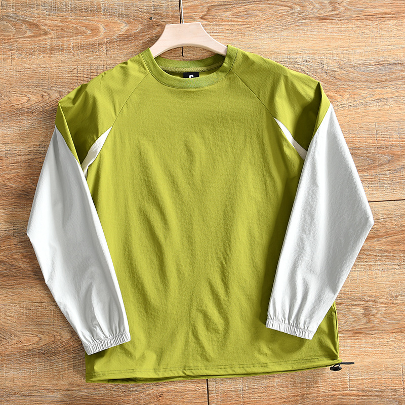 Ανδρικό μακρυμάνικο T-shirt με τετράγωνη υφή και μοτίβο βουνών για υπαίθρια αθλήματα, γρήγορο στέγνωμα