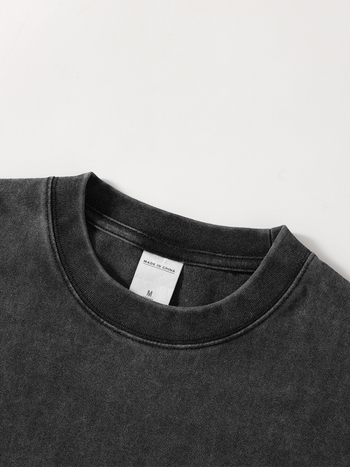 Ανδρικό μακρυμάνικο T‑shirt από βαμβάκι, σχέδιο color-block, ύφασμα 300 g, vintage πλύσιμο με νιφάδες χιονιού, άνετη γραμμή