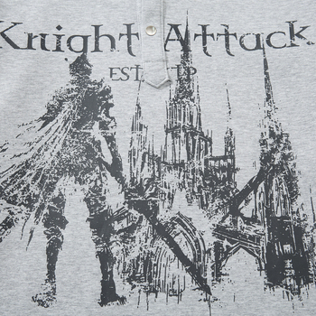 Δημιουργικό T‑shirt με τύπωμα anime, μακρυμάνικο για άντρες, φθινοπωρινό casual, με κουμπιά και μικρό γιακά