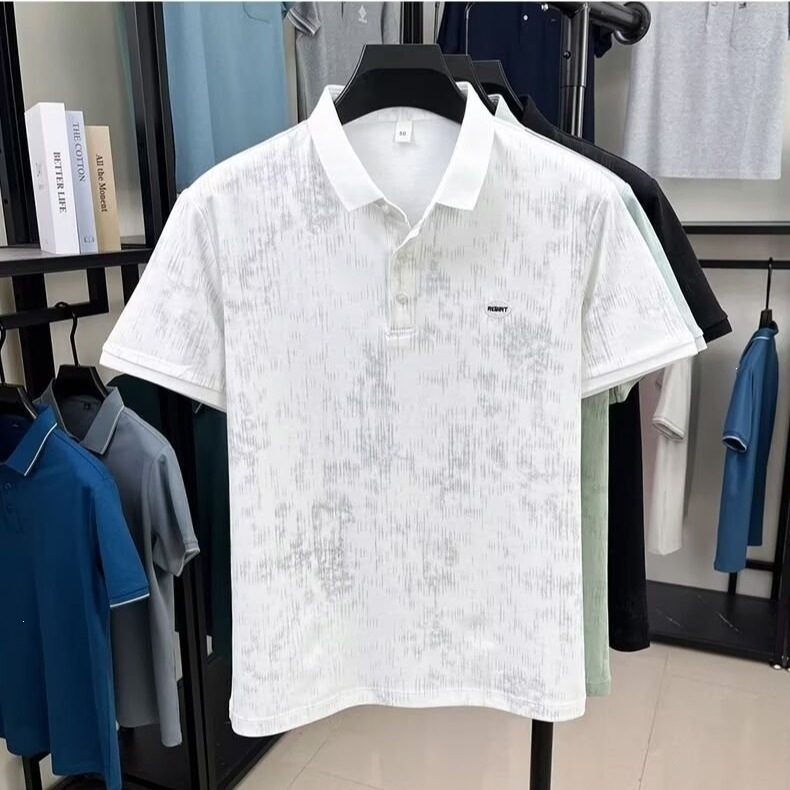 Ανδρική πόλο μπλούζα με σχέδιο tie-dye, κοντομάνικη, καλοκαίρι, με γιακά πόλο, άνετη γραμμή, modal ύφασμα με ice silk