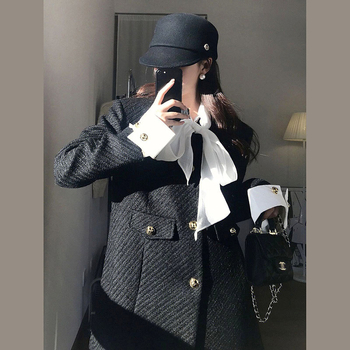 Γυναικείο παλτό σε στιλ Chanel από tweed, κομψό για φθινόπωρο-χειμώνα, υψηλής ποιότητας