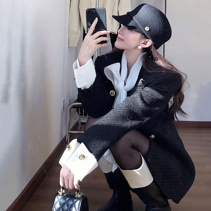 Γυναικείο παλτό σε στιλ Chanel από tweed, κομψό για φθινόπωρο-χειμώνα, υψηλής ποιότητας