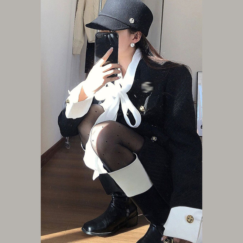 Γυναικείο παλτό σε στιλ Chanel από tweed, κομψό για φθινόπωρο-χειμώνα, υψηλής ποιότητας
