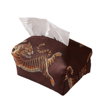 Új kínai stílusú luxus tigra mintás jacquard szövetből készült zsebkendő-doboz, nappaliba, hálószobába, asztalra és az autóba