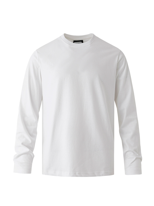 MYQ Ανδρικό μακρυμάνικο T-shirt με στρογγυλό λαιμό, μονόχρωμο, Slim Fit, κορεατικό στυλ, 2026 Άνοιξη, βαμβάκι, φιλικό προς το δέρμα