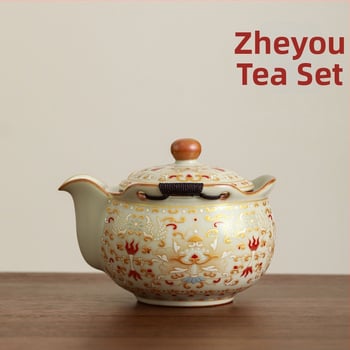 Ručne vyrobený keramický čajník Kung Fu, čínskeho štýlu, s filtrom, Ru porcelán s praskanou glazúrou