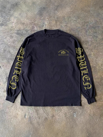 Βαρύ βαμβακερό T‑shirt με λαιμόκοψη στρογγυλή, μακριά μανίκια, φαρδιά γραμμή, αμερικανικό ρετρό τύπωμα για άνδρες