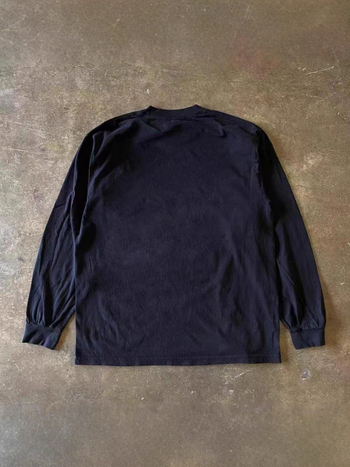 Βαρύ βαμβακερό T‑shirt με λαιμόκοψη στρογγυλή, μακριά μανίκια, φαρδιά γραμμή, αμερικανικό ρετρό τύπωμα για άνδρες