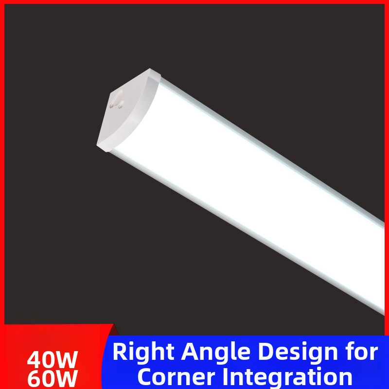 LED trubica s pravým uhlom, 1.2 m, 40W/60W, rohová LED trubka, integrované T90, povrchová montáž, dlhé trojuholníkové svetlo