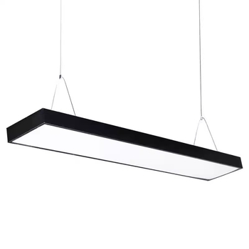 Shunguan Lighting Iroda LED Szalagfény, Fekete Téglalap Alakú Anti‑Glare Függőlámpa, Modern Ipari Stílus