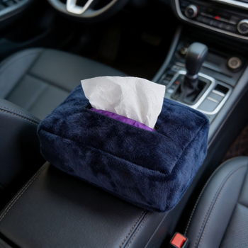 Cutie de șervețele auto din pluș, cu atașament de pe parasolul de soare, accesoriu interior multifuncțional