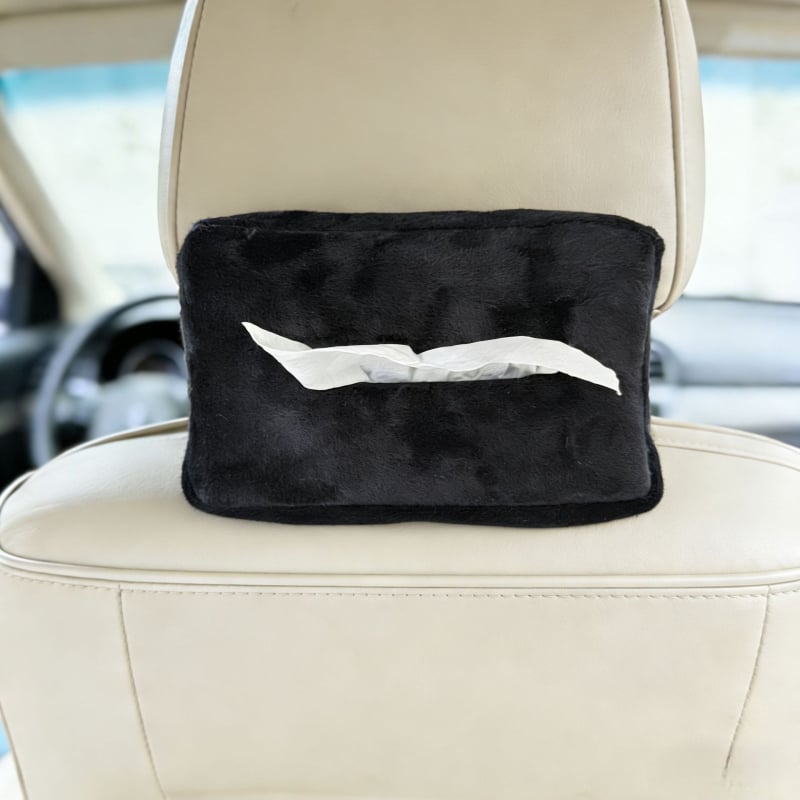 Cutie de șervețele auto din pluș, cu atașament de pe parasolul de soare, accesoriu interior multifuncțional