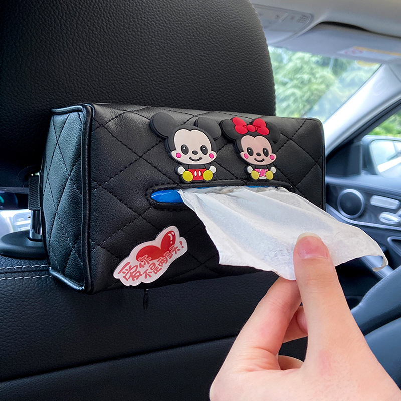 Cutie din piele pentru șervețele auto, suport agățat pentru parasolarul mașinii, accesoriu interior luxos