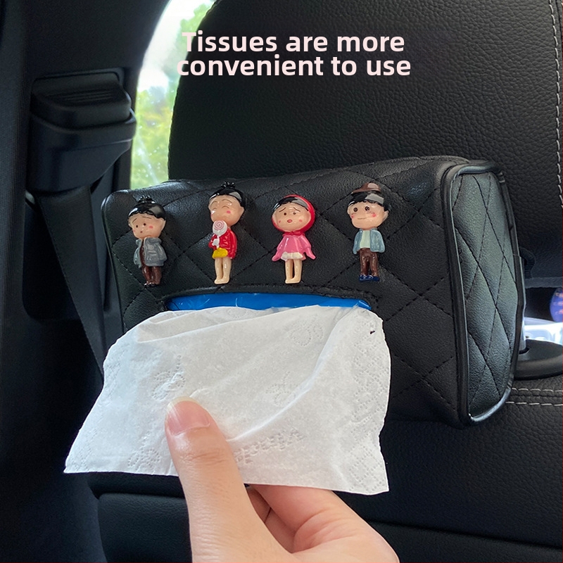 Cutie din piele pentru șervețele auto, suport agățat pentru parasolarul mașinii, accesoriu interior luxos