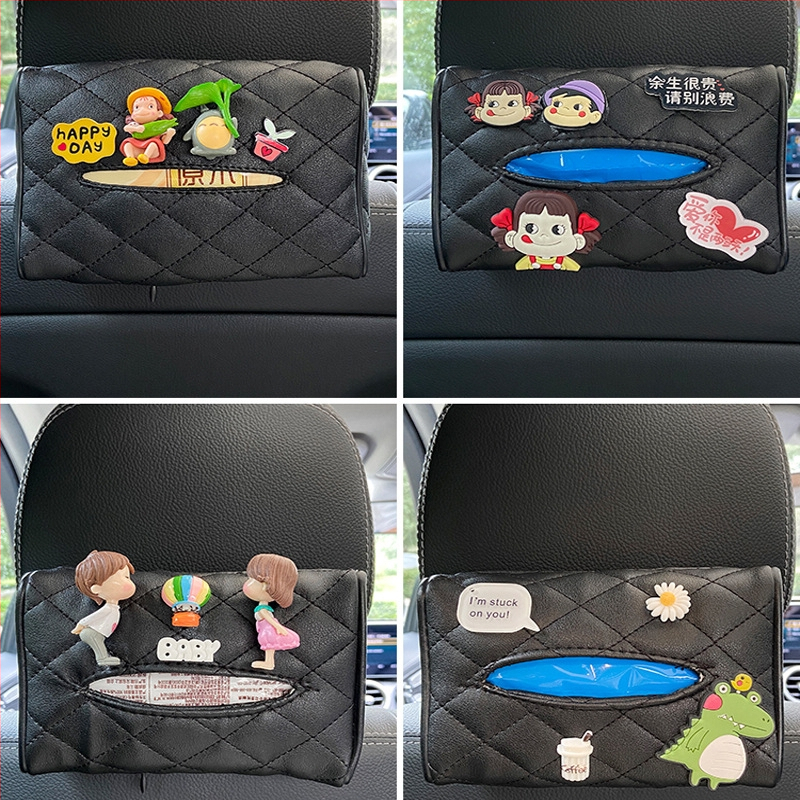Cutie din piele pentru șervețele auto, suport agățat pentru parasolarul mașinii, accesoriu interior luxos