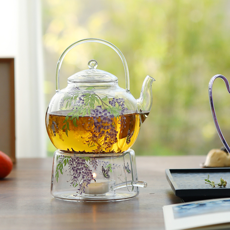 Új kínai stílusú teafőző Wisteria virággal a pirításra és infúzióra; Kung Fu tea szett kiegészítője télies hangulathoz