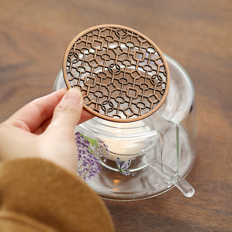 Új kínai stílusú teafőző Wisteria virággal a pirításra és infúzióra; Kung Fu tea szett kiegészítője télies hangulathoz