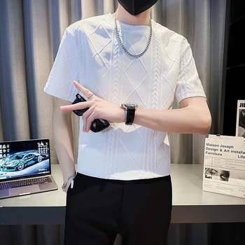 Ανδρικό κοντομάνικο T‑shirt από Ice Silk, γρήγορο στέγνωμα, δροσιστική αίσθηση, καλοκαίρι, χαλαρή γραμμή, υψηλής ποιότητας